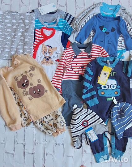 Пакет новых вещей для мальчика до 1 года