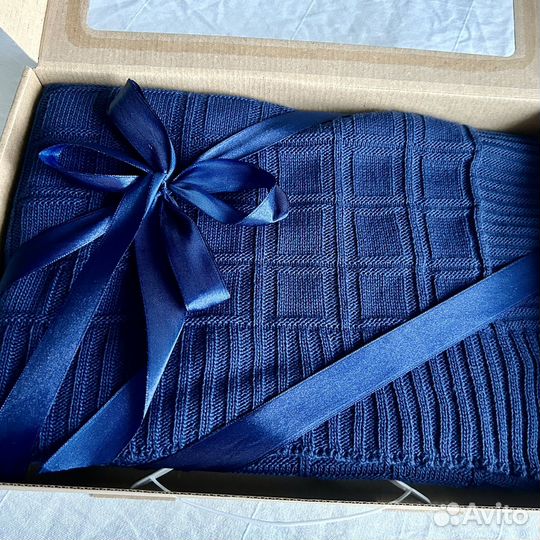 Новый плед для новорожденного 100х80 синий