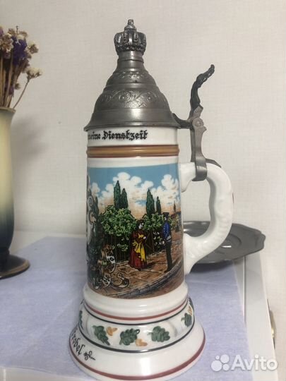 Немецкая,полковая кружка Резервиста с Литофанией