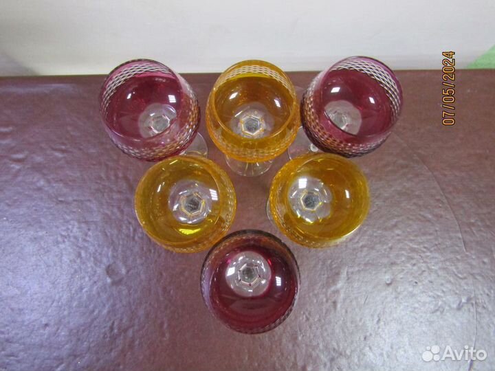 Фужеры цветной хрусталь /nachtmann германия, 60-е