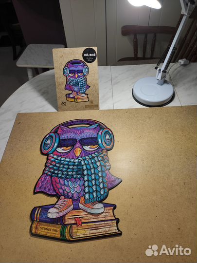 Деревянный пазл Сова и Система приклейки пазлов