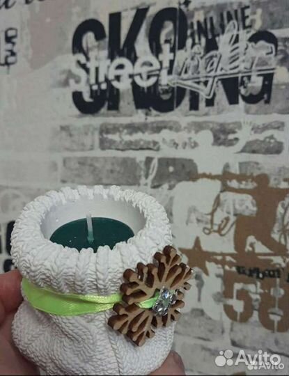 Подсвечник вязанный мешок