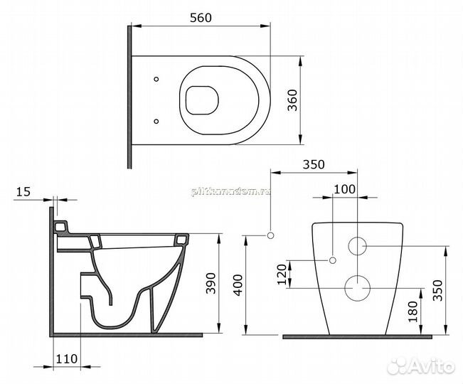 Чаша приставного унитаза Bocchi Venezia 1301-004-0129 черная матовая