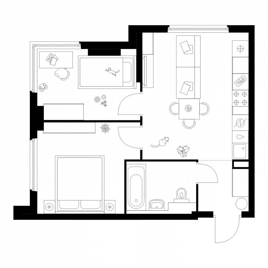2-к. квартира, 46,6 м², 9/12 эт.