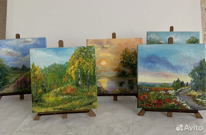 Картина маслом мини на мольберте-подарок для души