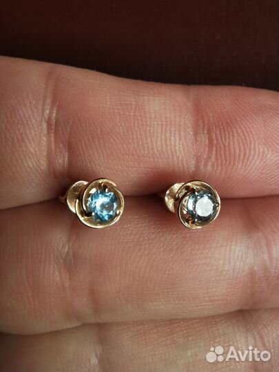 Золотые серьги с топазами. Новые с биркой