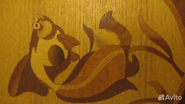 Рыбка шпон советское панно маркетри