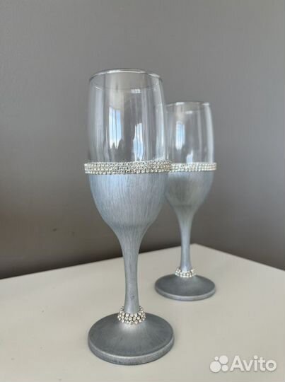 Свадебные бокалы ручной работы