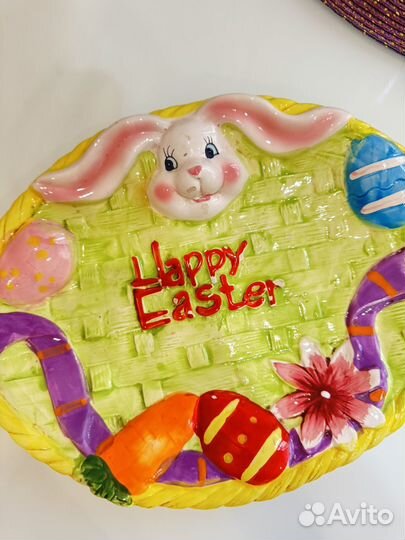 Тарелка пасхальная кролики