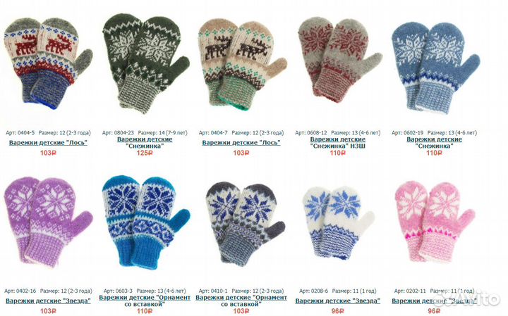 Детские шерстяные варежки оптом от производителя