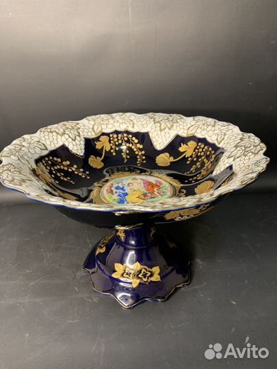 Ваза для фруктов. кобальт. 30 см. Mz Чехия