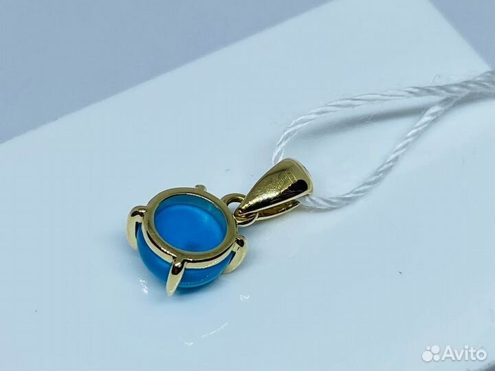 Золотая подвеска С камнями бирюза 585* (центр)