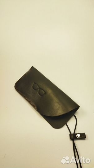 Футляр для очков кожаный серый