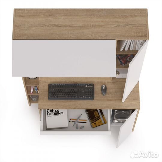 Стол компьютерный Комфорт 12.71 цвет дуб сонома/бе