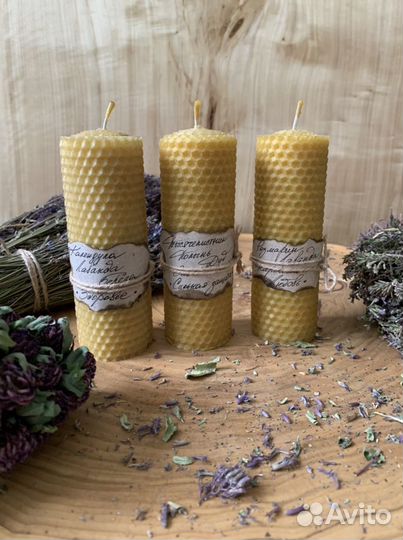 Свечи из медовой вощины с травами