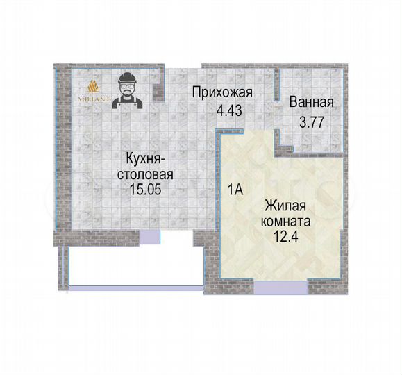 1-к. квартира, 44,7 м², 2/9 эт.