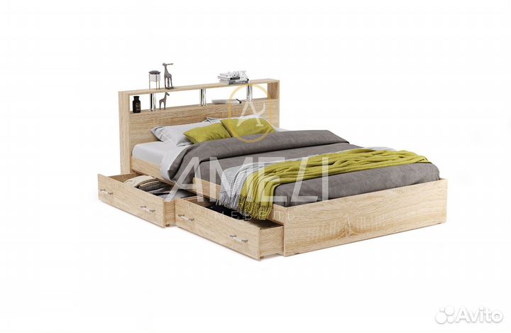 Кровать двуспальная с ящиками