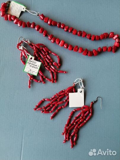 Бусы коралл,янтарь