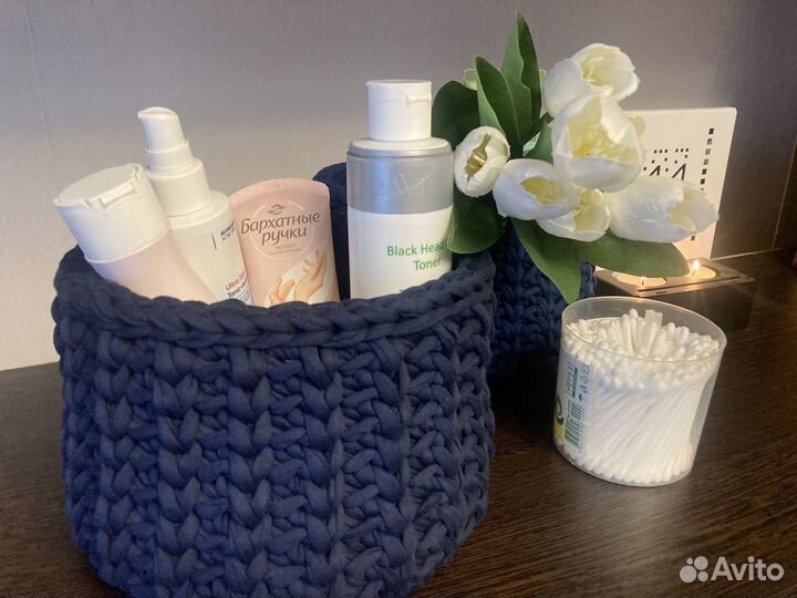 Корзина из трикотажной пряжи