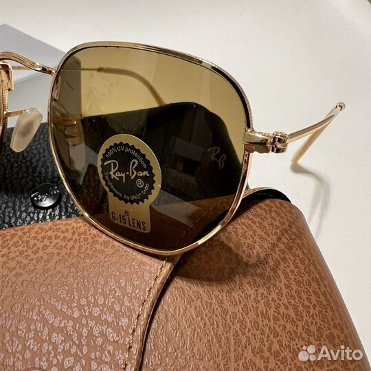 Солнцезащитные очки ray ban золотые