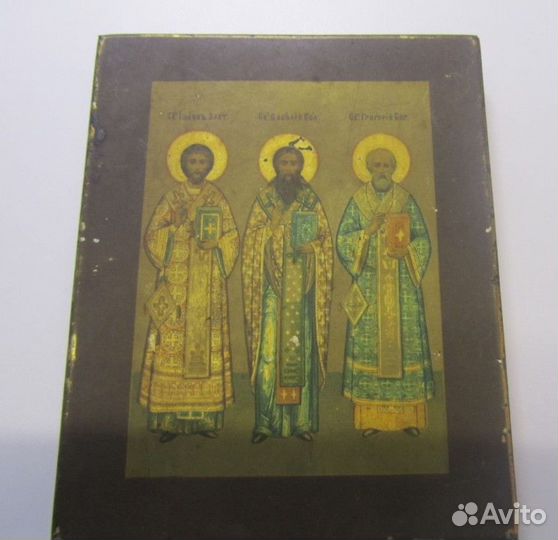 Икона дореволюционная Иоанн, Василий и Григорий