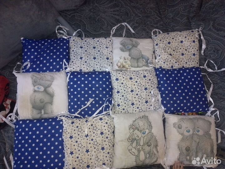 Бортики в детскую кроватку из подушек бу