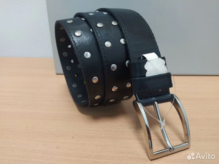 Мужской кожаный ремень. Джинсовый