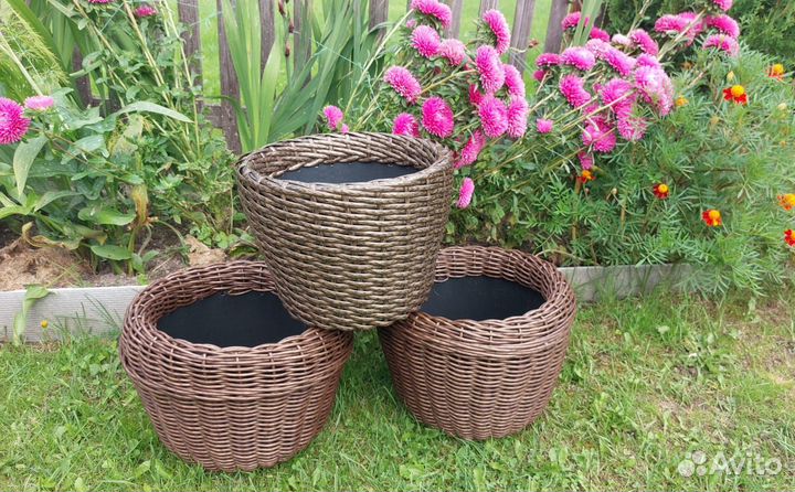 Кашпо для цветов напольное 12л (искусств. ротанг)