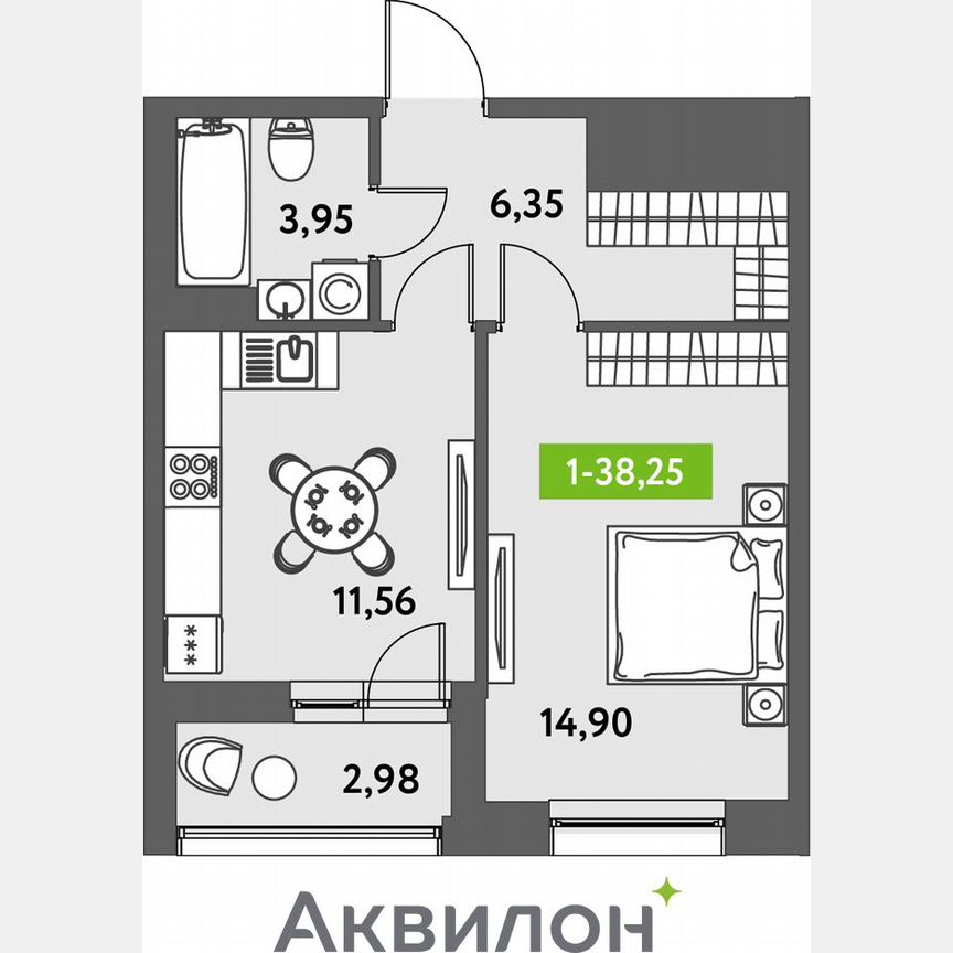 1-к. квартира, 39,3 м², 11/12 эт.