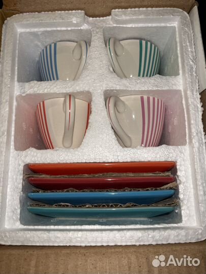 Кофейные чашки 4 шт блюдца