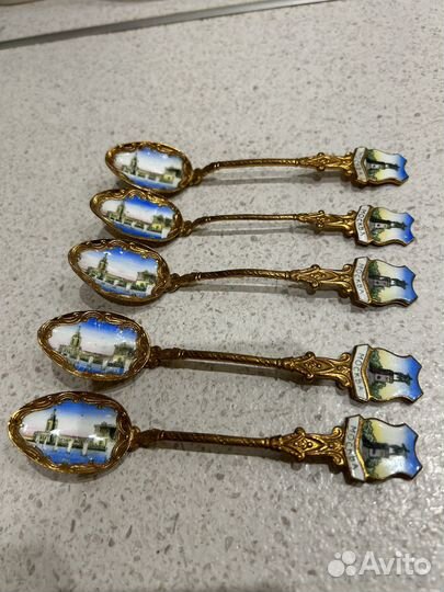 Ложка сувенирная Москва, металл, золочение, эмаль