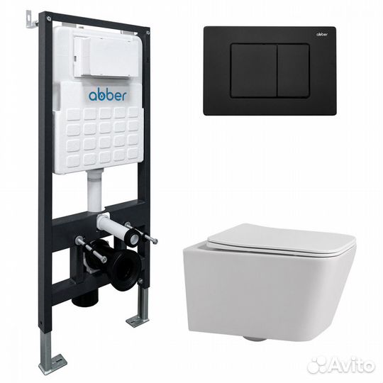 Комплект подвесной унитаз белый с инсталляцией