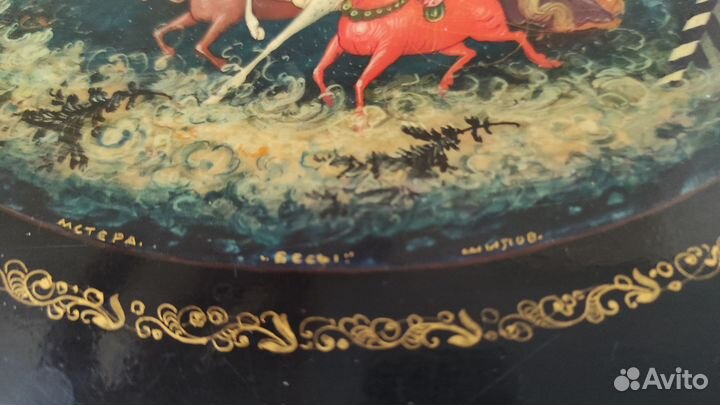 Шкатулка Мстера бесы Шилов.Лак, папье маше. Винтаж