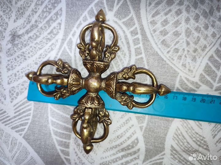 Двойная пятиконечная ваджра, 16 см, Непал