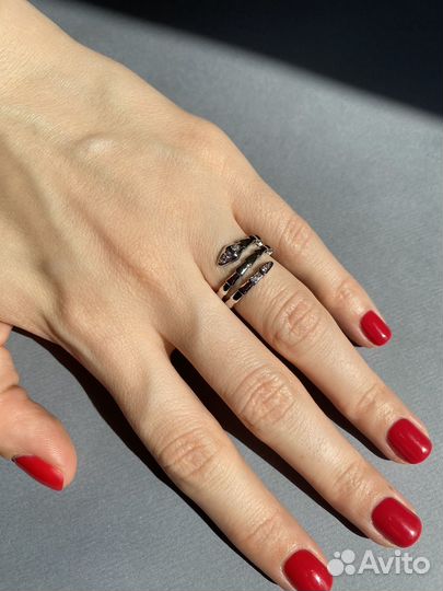 Кольцо в стиле bulgari serpenti змейка