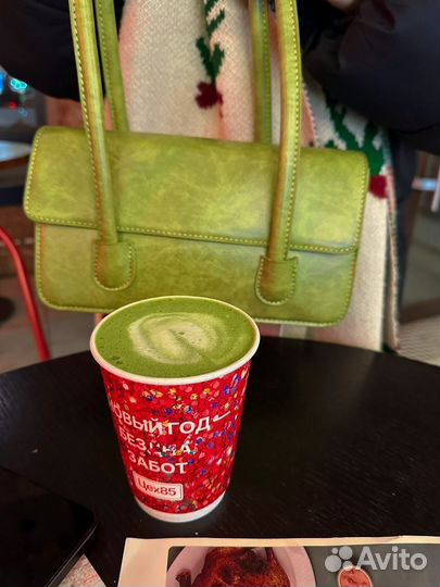 Сумка зеленая/цвет матча латте