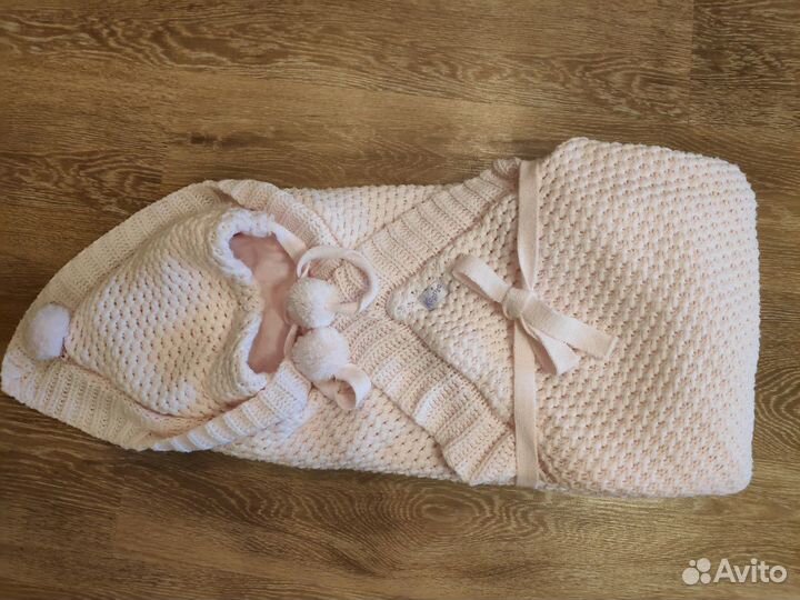 Вязаный плед-конверт на выписку