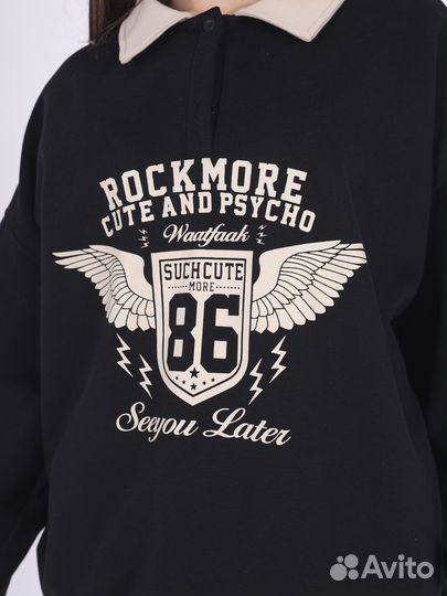 Свитшот черный с воротником