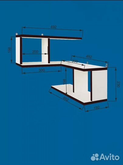 Полка настенная навесная угловая белая
