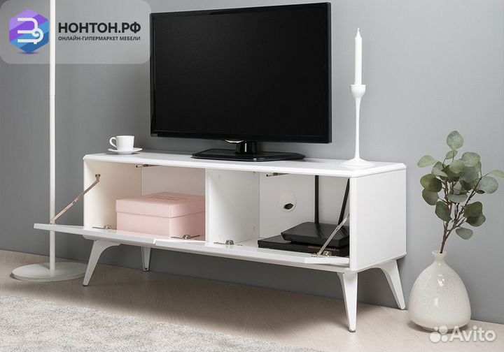 Тумба под тв Спейс 13.269 белый премиум / белый гл