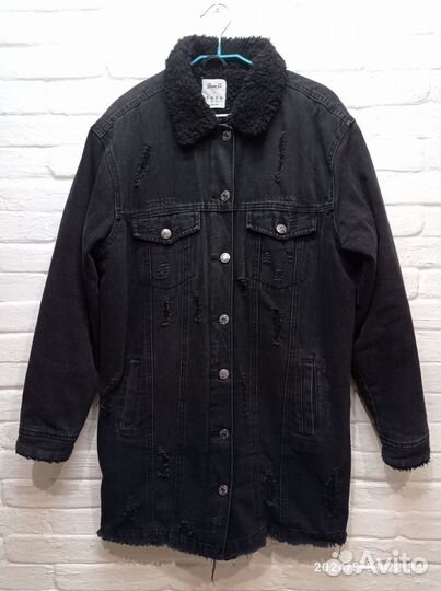 Тёплое джинсовое пальто Denim & co, размер 46