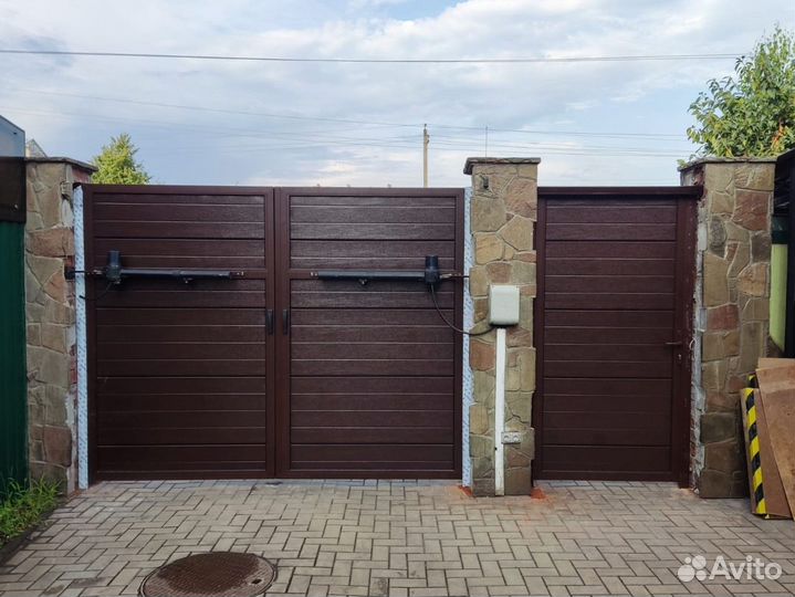 Распашные ворота с электроприводом монт. до 3 дней