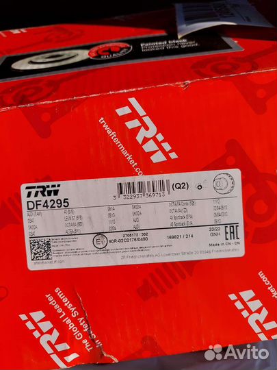 Тормозной диск передний TRW (VAG) DF4295