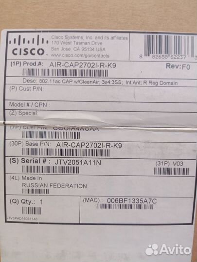 Точка доступа Cisco AIR-cap2702l-R-K9