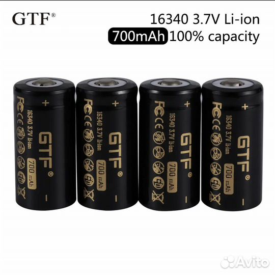 Аккумулятор 16340/cr 123a/ GTF 700 mAh