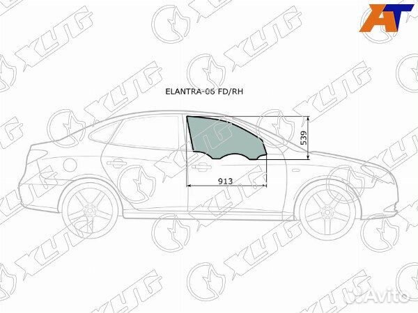 Стекло боковое опускное hyundai elantra