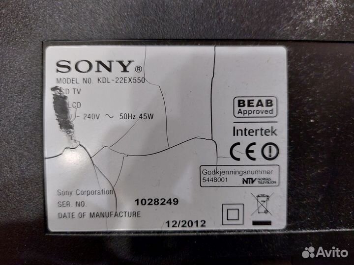 Телевизор TV Sony KDL-22EX550