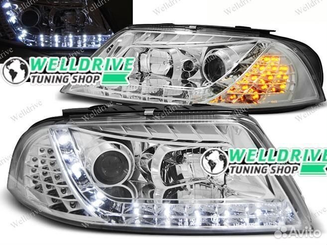 Фары VW Passat B5+ 00-05 с дхо галоген хром