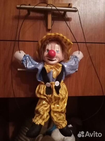 Кукла марионетка Клоун. Колекционная, редкая