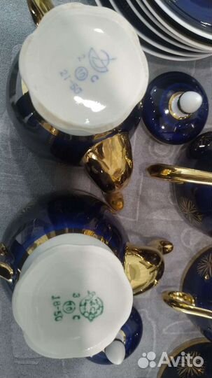 Чайный сервиз СССР Довбыш cobalt собальт, золото